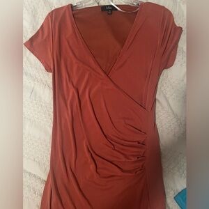 Lulu's Orange Asymmetrical Wrap Blouse
